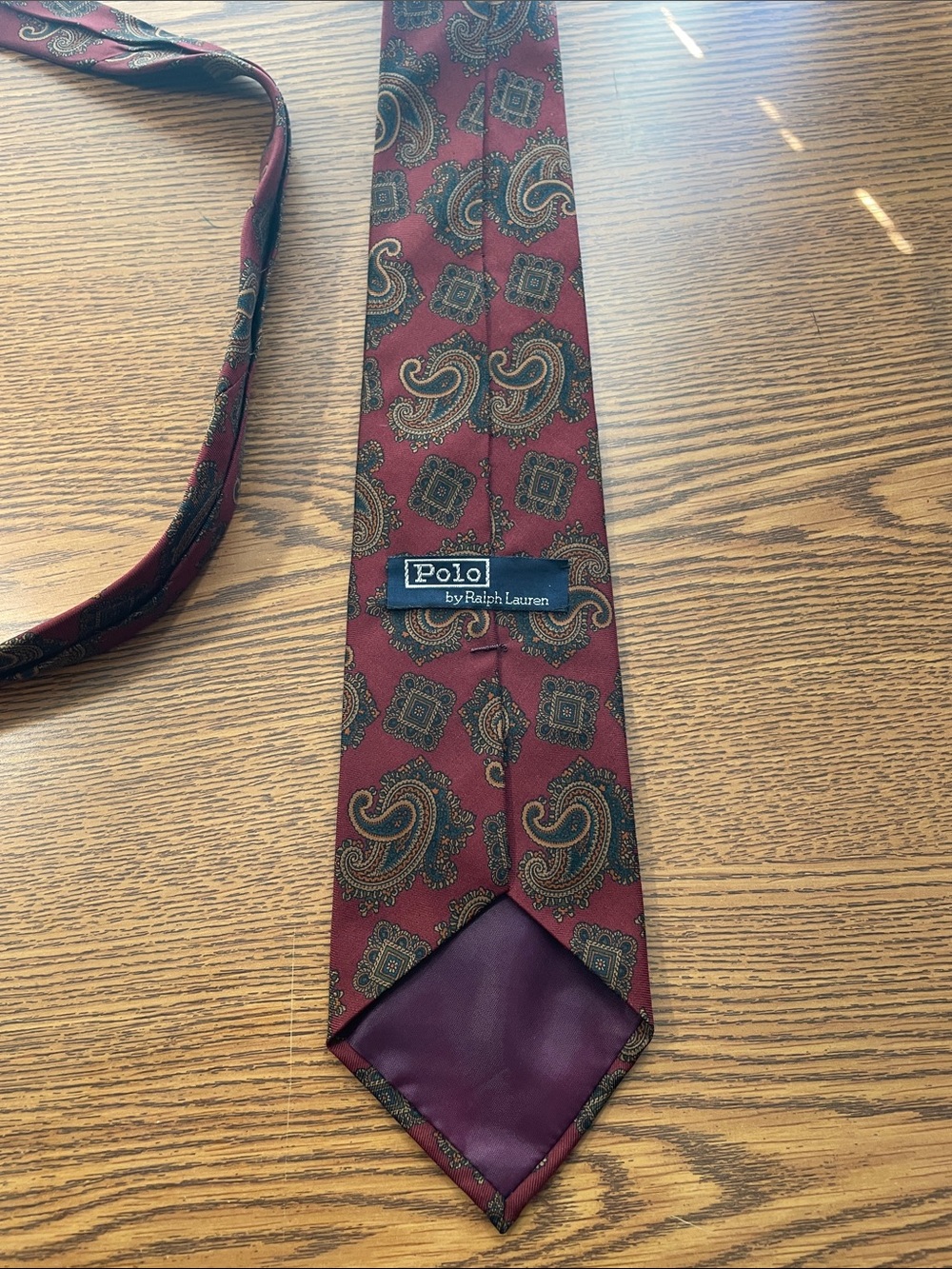 Polo by Ralph Lauren Men's Burgundy Paisley Silk Tie, 56โ length, 3.5 inches wid